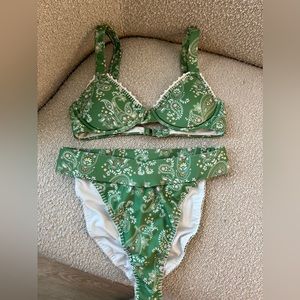Capittana Teresa Bikini Set in Green Paisley, Size S, NWOT